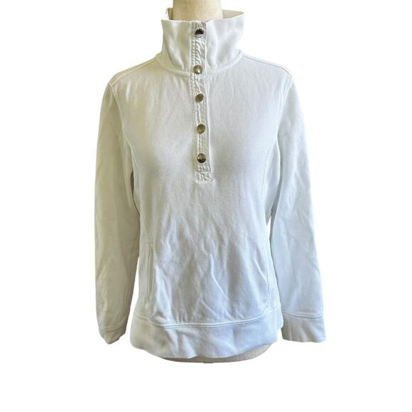 Ralph Lauren White High Neck Ribbed Shirt w/ Pockets Women's Size Medium  3-20-1 - Picture 1 of 5